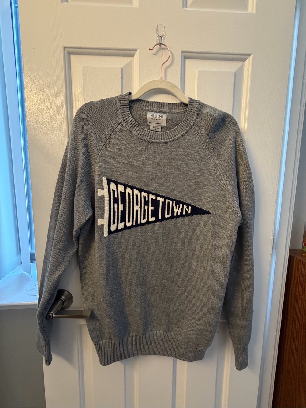 Hillflint Georgetown University Pennant Knit Sweater Grey Size M